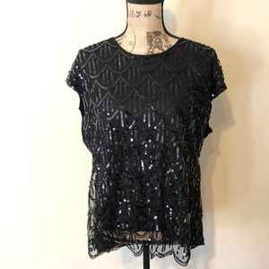 BLACK SEQUIN SPARKLY TOP